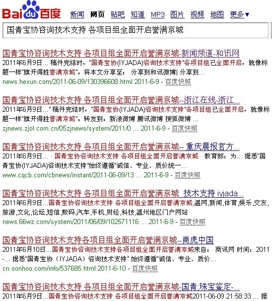 国青宝协咨询技术支持 各项目组全面开启誉满京城-软文发布效果图
